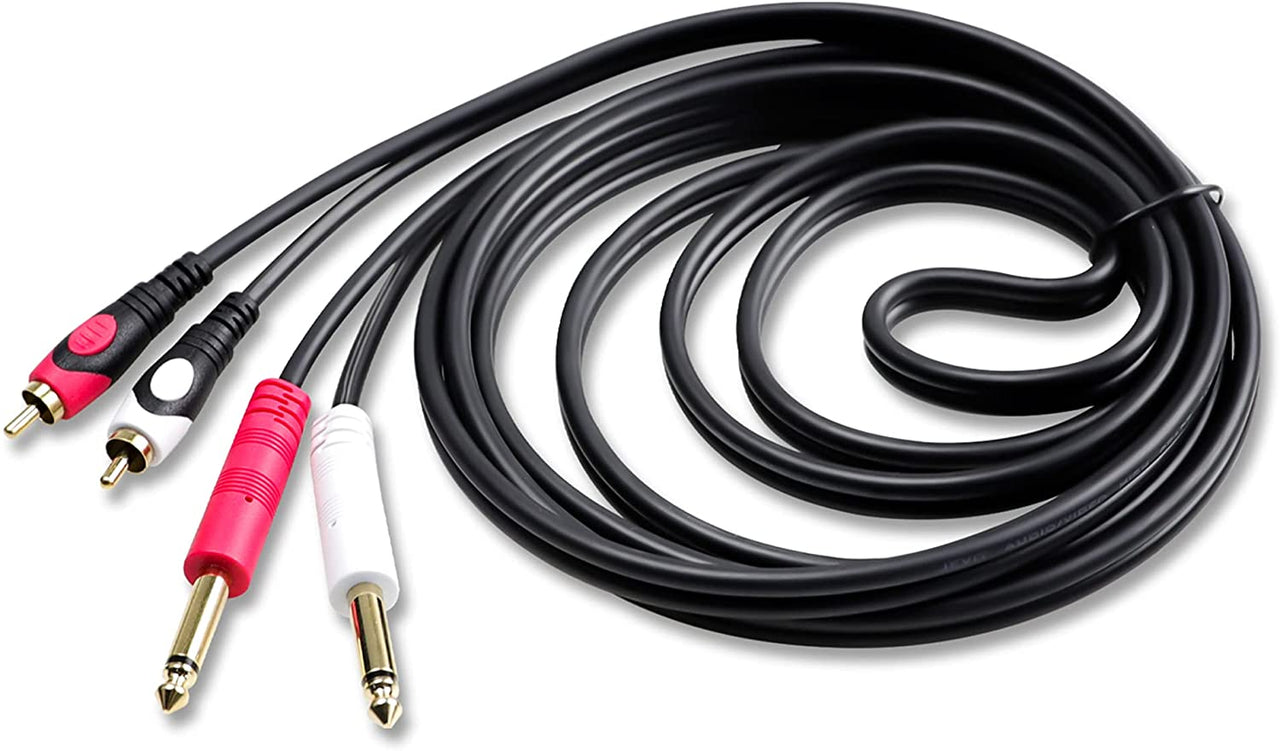 MR DJ CDQR25 25 Feet Dual 1/4" TS Mono to Dual RCA Male Pro DJ PA Audio Cable