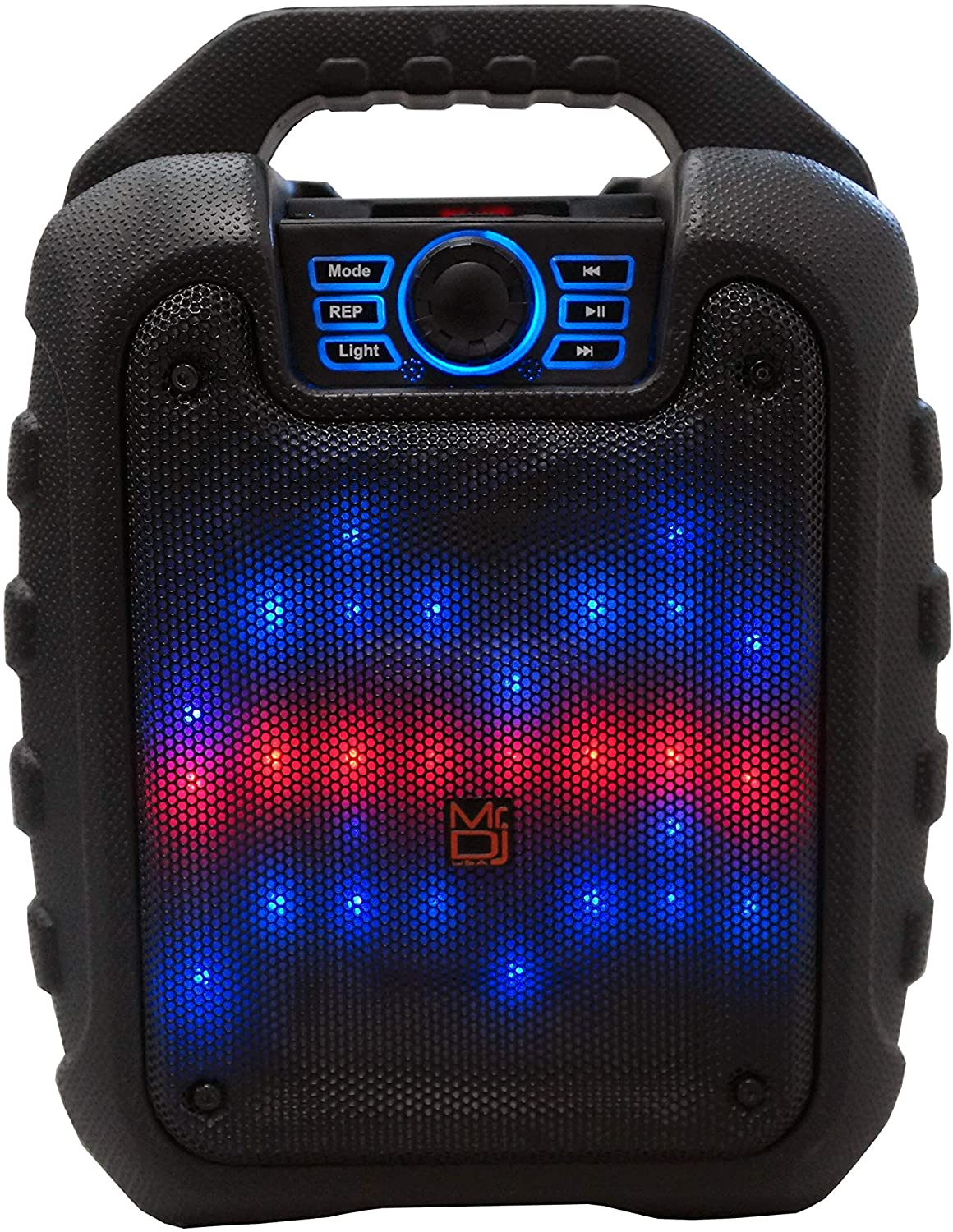 Pair of MR DJ DISCO 5.25" Portable Powerful PA Bluetooth Speaker Karaoke Machine with Sound Activated Lights, Battery Powered, FM Radio, USB/Micro SD Card, & LED Party Light