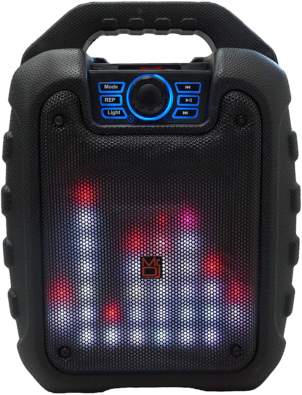 Pair of MR DJ DISCO 5.25" Portable Powerful PA Bluetooth Speaker Karaoke Machine with Sound Activated Lights, Battery Powered, FM Radio, USB/Micro SD Card, & LED Party Light