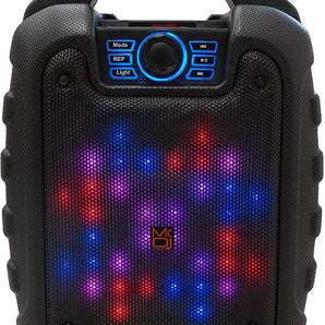 Pair of MR DJ DISCO 5.25" Portable Powerful PA Bluetooth Speaker Karaoke Machine with Sound Activated Lights, Battery Powered, FM Radio, USB/Micro SD Card, & LED Party Light