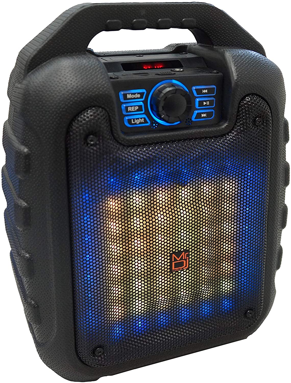 Pair of MR DJ DISCO 5.25" Portable Powerful PA Bluetooth Speaker Karaoke Machine with Sound Activated Lights, Battery Powered, FM Radio, USB/Micro SD Card, & LED Party Light