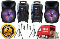 Thumbnail for 2 MR DJ DJ15-BTA 3000W Bluetooth PA DJ FM Radio Speaker Microphone, 2 Spk stands