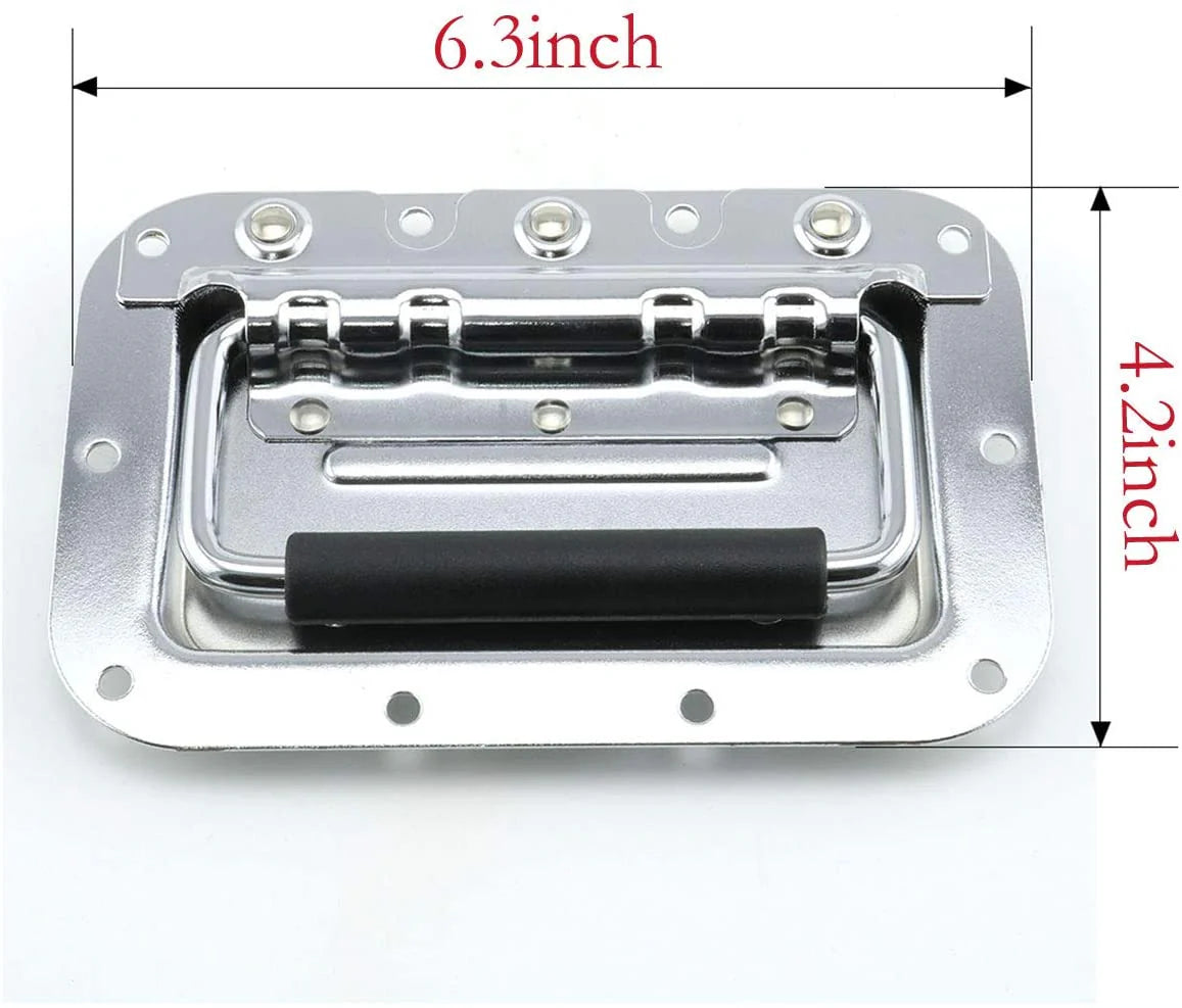 2 MR DJ HR100C Spring Loaded Recesses Handle Medium Spring Loaded Recessed Heavy Duty Chrome Flight Case Speaker Cabinet Road Case Handle