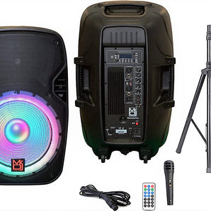 MR DJ PBX4200PKG 15" PA DJ 3000W Bluetooth Karaoke Speaker with stand and accessories