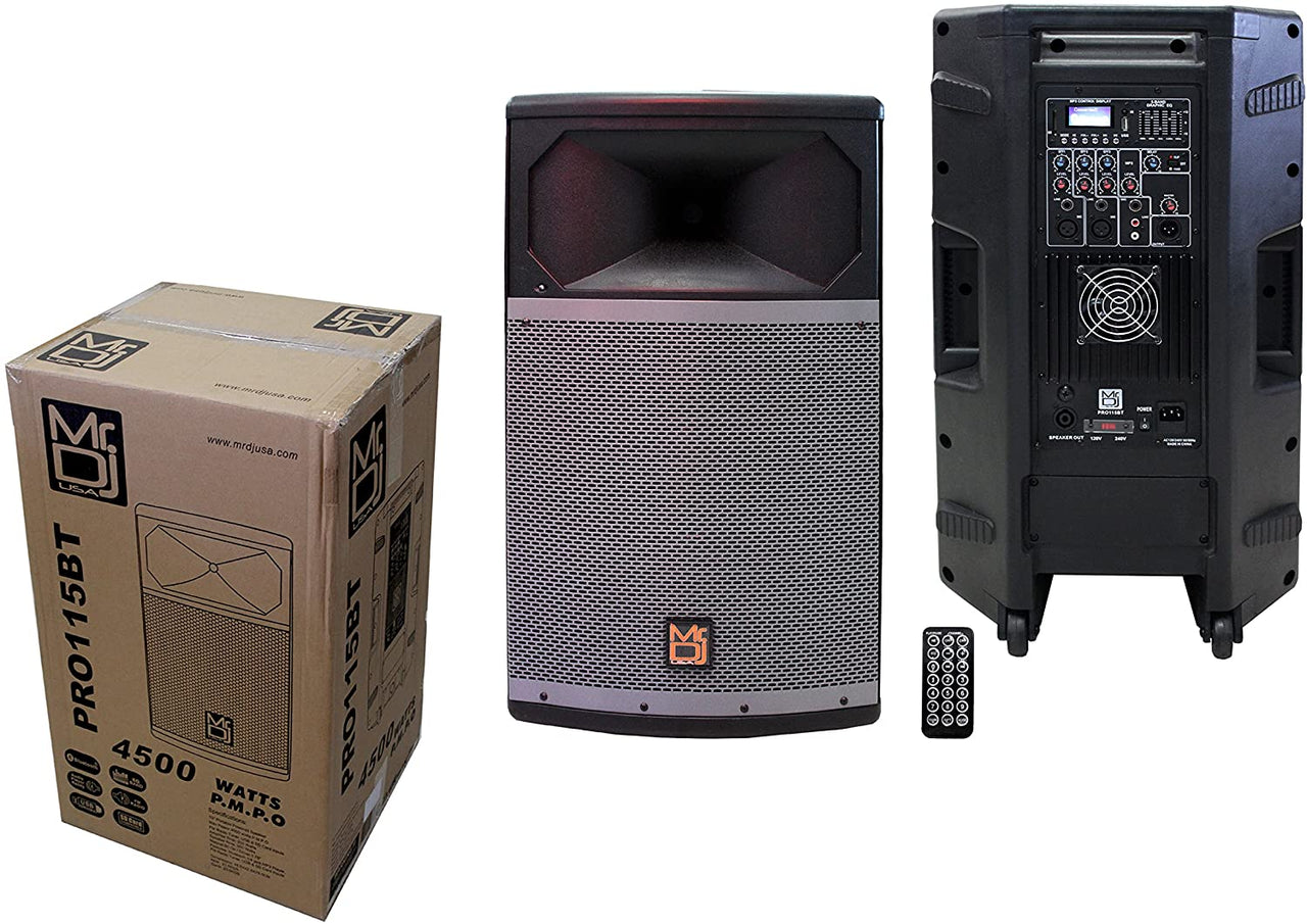 MR DJ PRO115BT PRO PA DJ 15” 2-Way Powered/Active Live Sound Loudspeaker