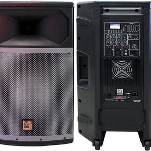MR DJ PRO115BT & PRO115S PA DJ Active & Passive Speaker & Stands Professional PRO PA DJ 15" 2-Way Full-Range Active & Passive Loudspeaker