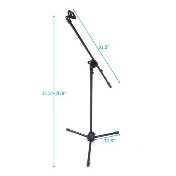 MR DJ MS500 Universal Heavy-Duty Tripod Microphone Stand with Mic Holder Clips