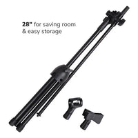 Thumbnail for 2 Microphone Stands Adjustable Boom Stage or Instrument with Mic Holder Clips & Carry Bag