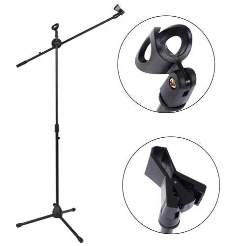 MR DJ MS600PKG 2 Microphone Stands with Mic Holder Clips & Carry Bag