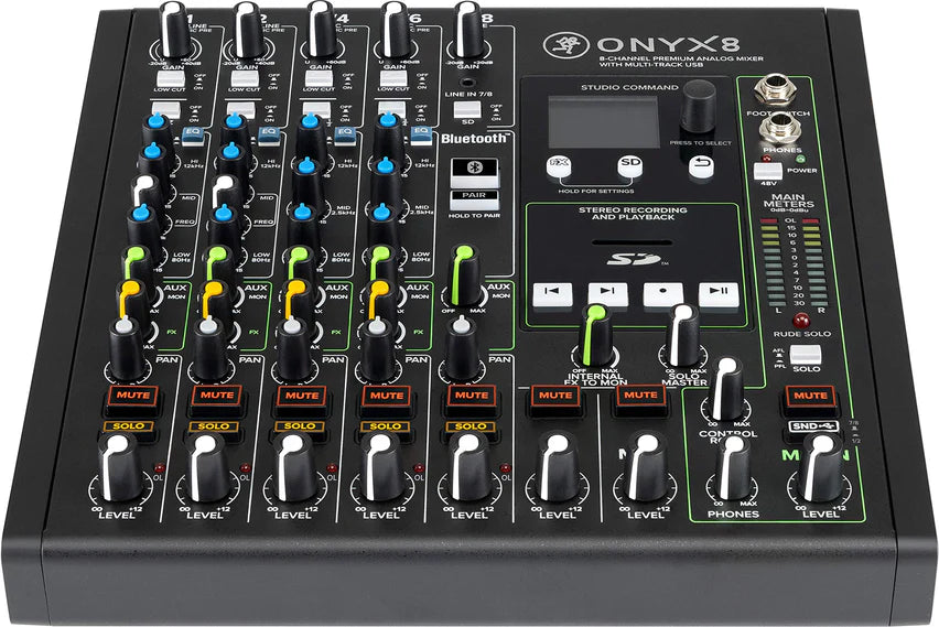 Mackie Onyx8 8-channel Analog Mixer with Multi-Track USB 8-channel Analog Mixer with 24-bit/96kHz Multi-track Recording and Built-in Effects