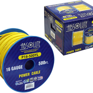 Absolute USA P16-500YL 16 Gauge 500FT Primary Power & Remote Wire – Yellow