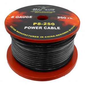Absolute P8250BK 8GA 250' Black Power Ground Wire Car Audio Amplifier Marine Cable