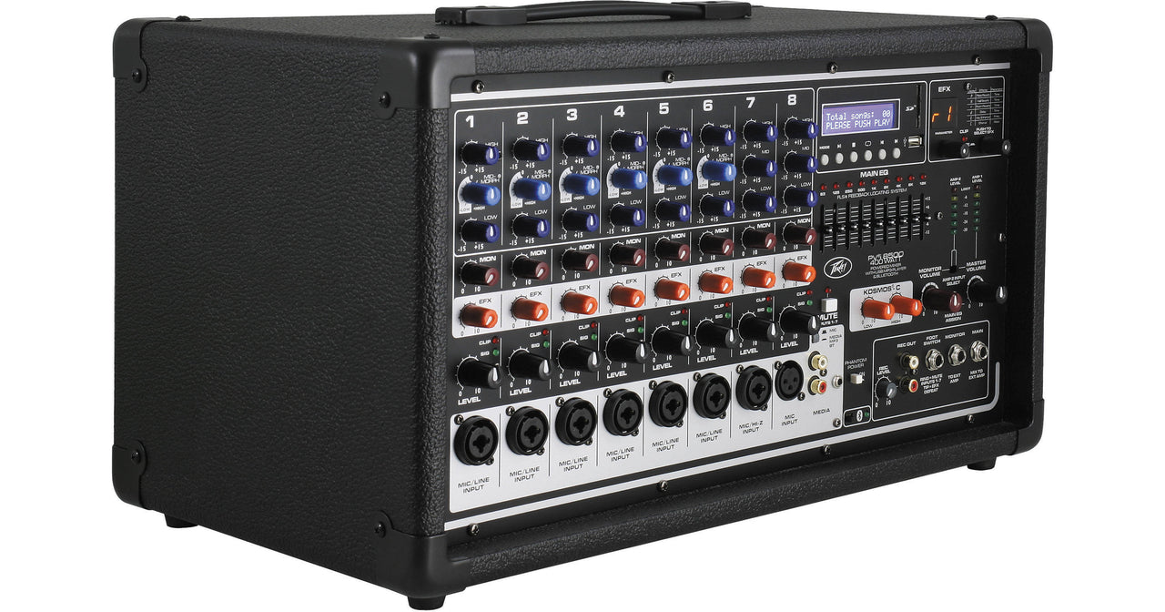 Peavey PVI8500 All In One 8-Channel Powered Mixer + 2 Speakon to 1/4" Speaker Cables