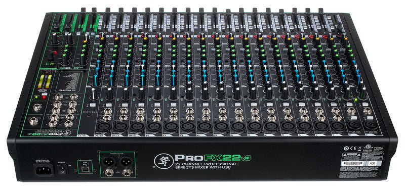 Mackie ProFX22v3 22-Channel Unpowered Mixer USB Onyx Mic Preamps GigFX effects engine