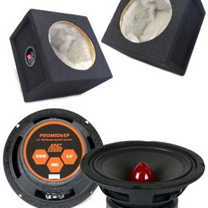 2 DC Sound PROMID65P 6.5" 500W Mid-Range Aluminum Bullet Loudspeaker + Flat Box