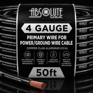 Absolute PROP4G50BK Pro Series Black 50 Feet 4 Gauge Ultra Flexible Power/Ground Battery Amp 12V Cable Wire