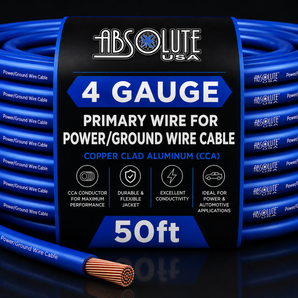 Absolute PROP4G50BL Pro Series Blue 50 Feet 4 Gauge Ultra Flexible Power/Ground Battery Amp 12V Cable Wire