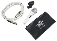 Thumbnail for 2 Peavey Pvi2 White Microphone w/Mic Clip & Carrying Bag + MR DJ Microphone Stand