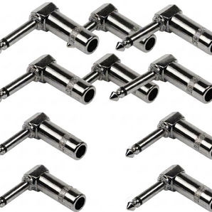 MR DJ QAM10 10-Piece 1/4" Right-Angle Stereo Male Audio Plug Connectors