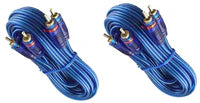 2 Absolute 3 Ft 2 Ch Blue Twisted Car Amp Gold RCA Jack Cable Interconnect