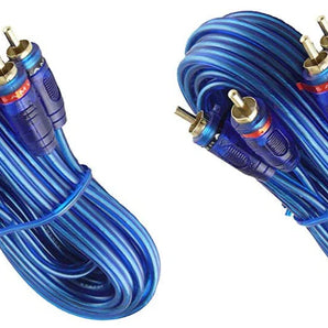 2 Samurai Audio 1 Ft 2 Ch Blue Twisted Car Amp RCA Jack Cable Interconnect 1ft