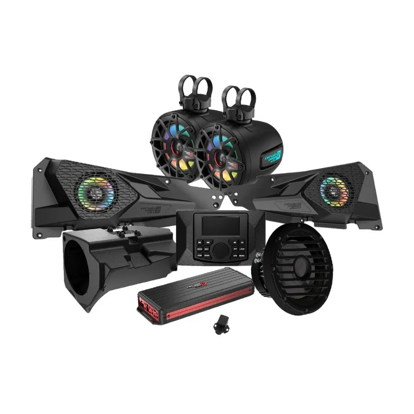 Cerwin Vega RPMRZRKD23 2014+ RZR XP Complete Audio Kit with 6 Ch Digital Amplifier, CMR3 Media Audio Player, 6.5” 2-Way Tower Speaker System and 10” Sealed Marine Subwoofer