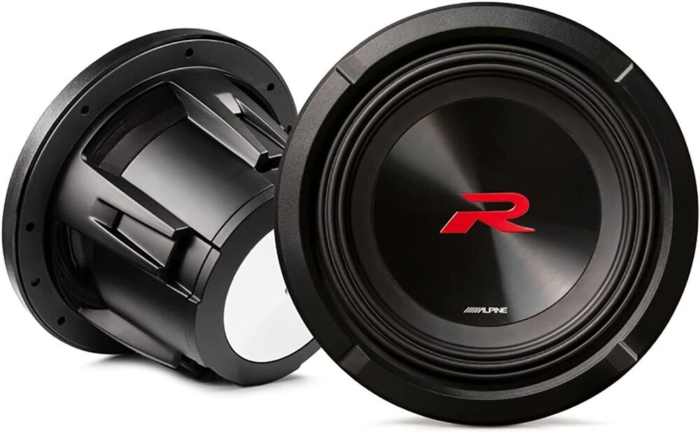 Alpine R2-W8D4 8" R Series 1,000 Watt Car Audio Subwoofer, 4 Ohm, Dual VC Sub + KTE-8G.3 Grille