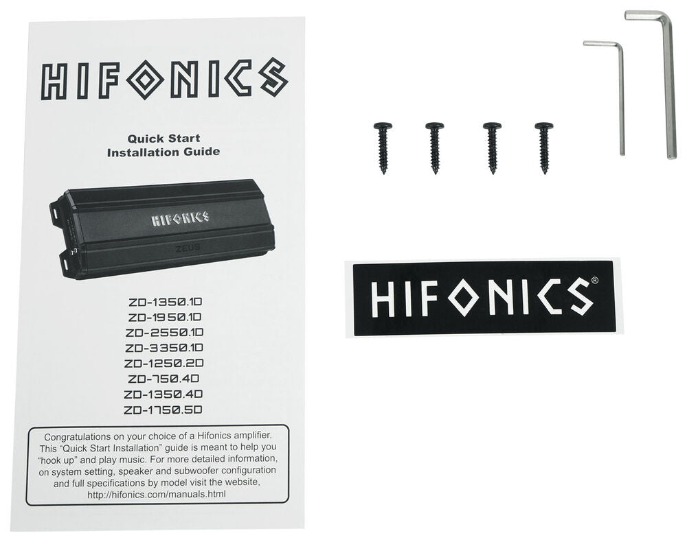 Hifonics ZD-750.4D 750 Watt RMS Zeus Delta Series Class-D 4-Channel Car Amplifier + 4 Gauge Amp Kit