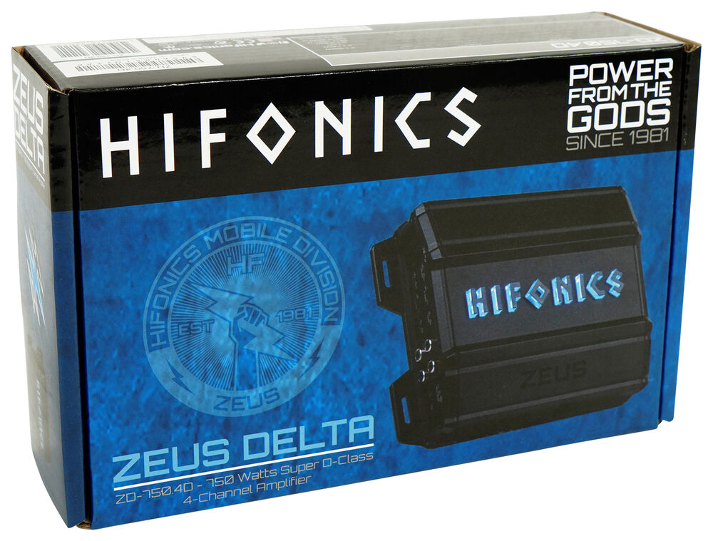 Hifonics ZD-750.4D 750 Watt RMS Zeus Delta Series Class-D 4-Channel Car Amplifier + 4 Gauge Amp Kit