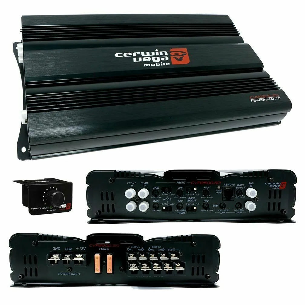 Cerwin Vega CVP2500.5D 2500W 5-Channel Car Audio Amplifier + 5 Channels Amp Kit