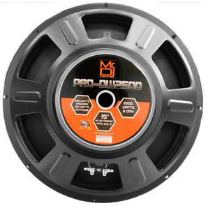 MR DJ PRODW2500 15" 2500W 40 Oz. 8-Ohms Universal PRO PA/DJ Raw Woofer Subwoofer
