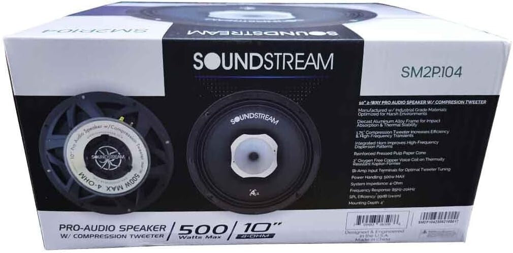 Soundstream SM2P.104 10” 2-way Pro Audio Speaker w/ Compression Tweeter