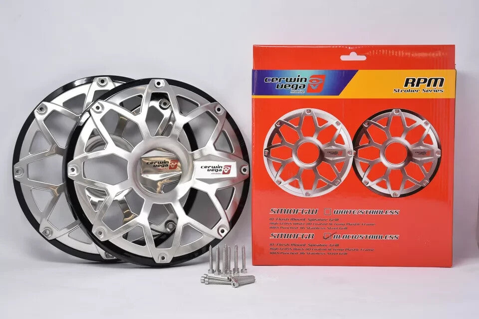 Cerwin Vega SM10FGB RPM Stroker 10" Flush Mount Speaker Grill, Pair (Brushed Aluminum/Black)