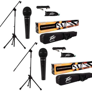 2 Peavey PV MSP1 Complete Microphone with Stand Kit 1/4" Cable Included