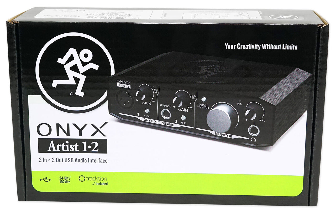 Mackie Onyx Artist 1·2 USB Audio Interface & CR8-XBT Monitors & 2 6-Feet 1/4" to 1/4" Cable