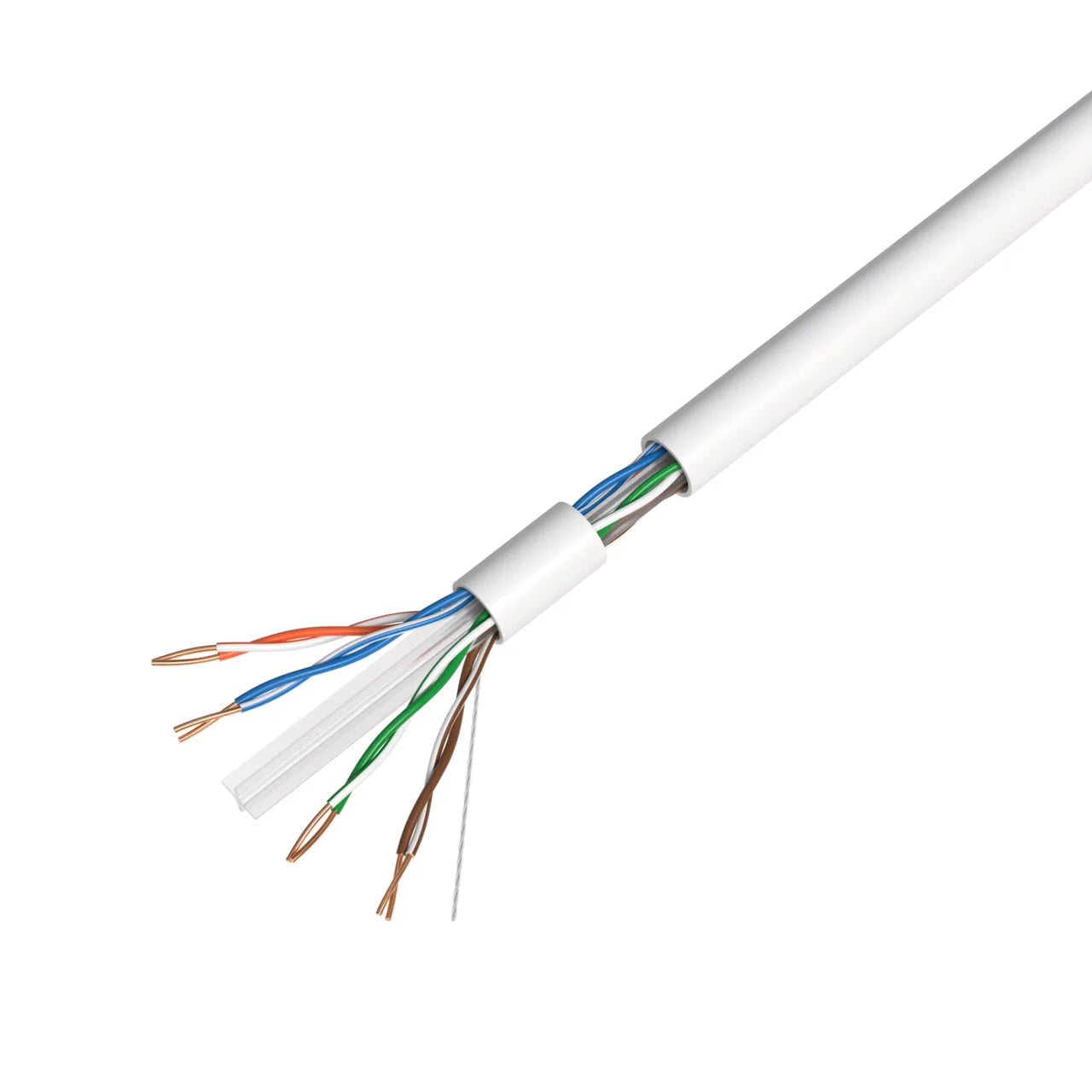 AT 250' Cat6 Ethernet White Bulk Network Cable 23AWG 600Mhz UL Bare Solid Copper Wire UTP 250' White