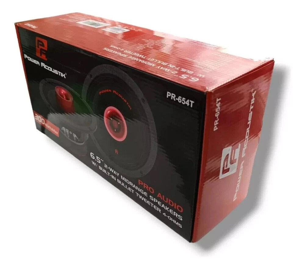 Power Acoustik PR-654T 6.5" 2-Way Midrange Pro Audio Speakers w/ Bullet Tweeter Pair