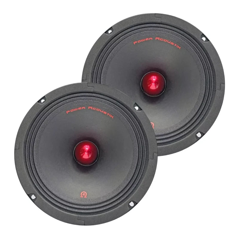 Power Acoustik PR-804 8" Midrange Pro Audio Speakers w/ Bullet Pair