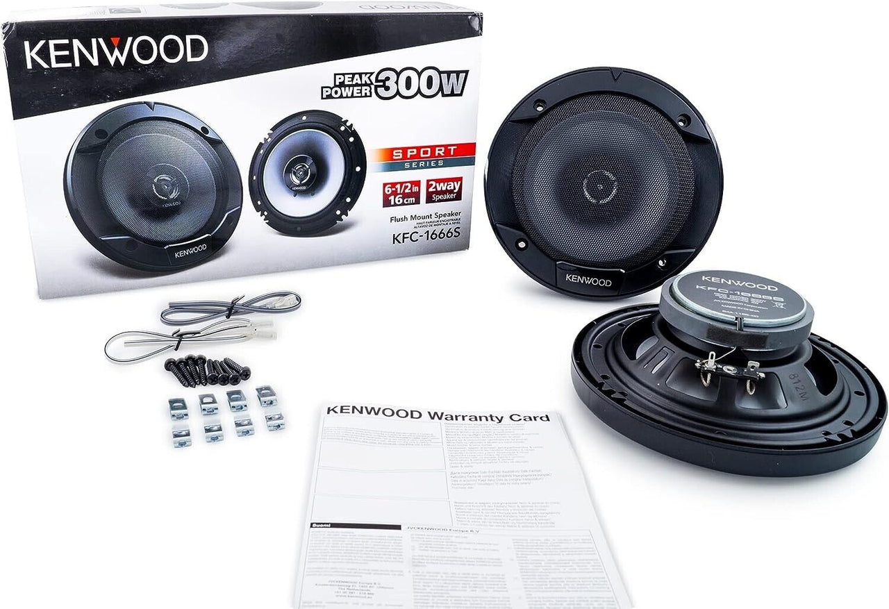 4 x KENWOOD KFC-1666S 6.5 INCH 2-WAY CAR AUDIO DOOR COAXIAL SPEAKERS 300W MAX