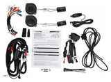 Alpine PSS-23WRA powered upgrade 18-up Wrangler Unlimited JL system with components and wiring.
