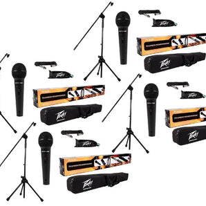 4 Peavey PV MSP1 Complete Microphone with Stand Kit XLR Cable Included