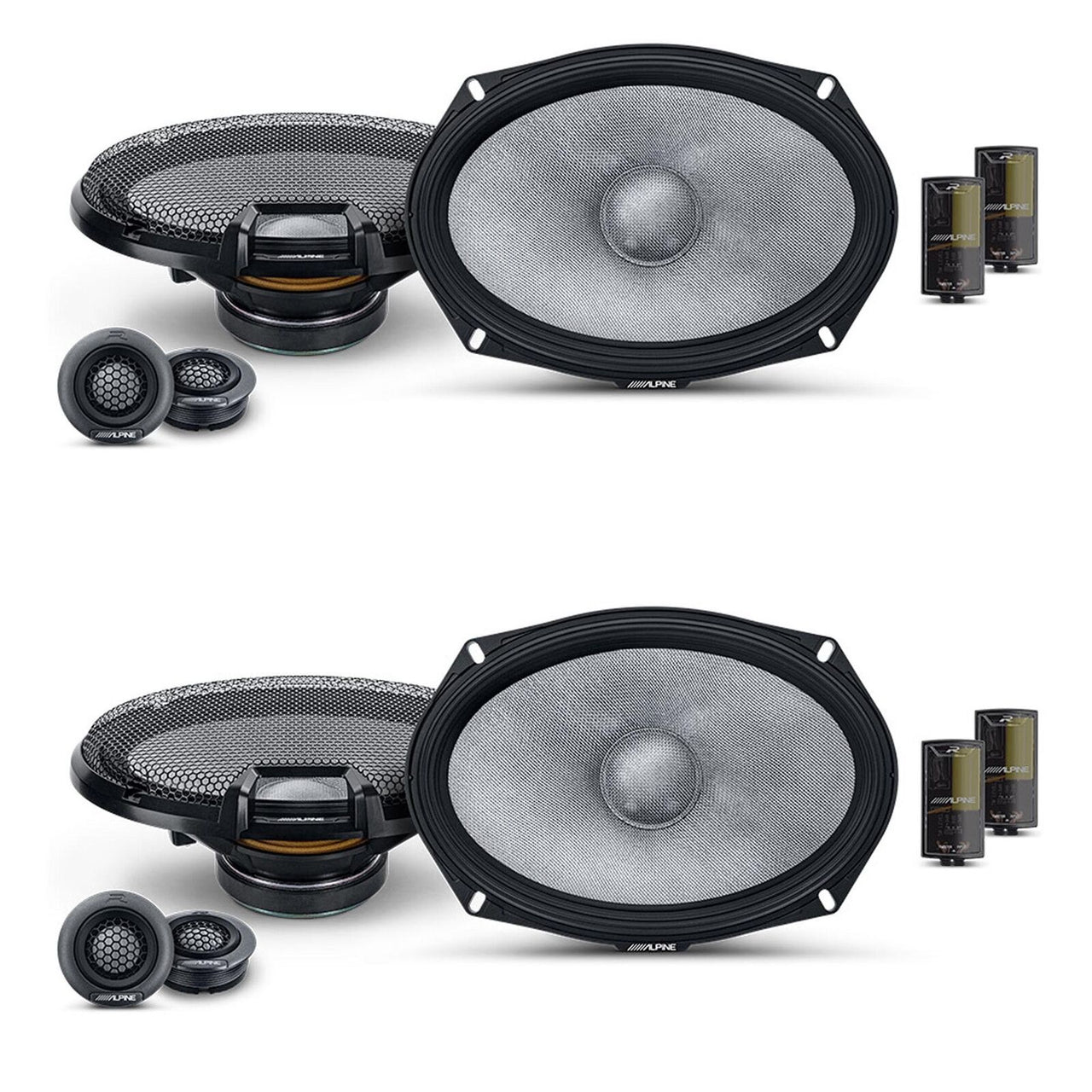 2 Pair Alpine R-Series R2-S69C 6x9" 300 Watts Component Car Audio Speaker