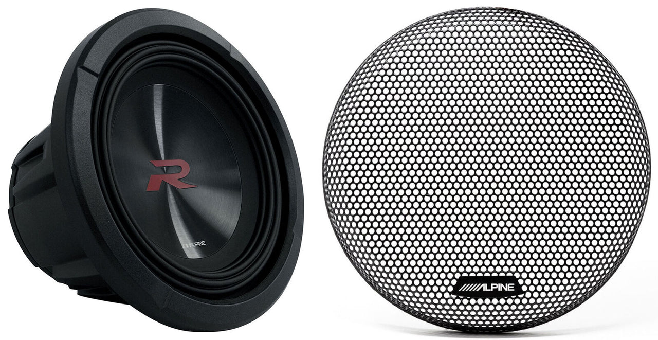 Alpine R2-W8D2 8" R Series 1,000 Watt Car Audio Subwoofer, 2 Ohm, Dual VC Sub + KTE-8G.3 Grille