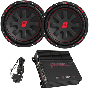 2 Cerwin Vega CVP12D4 12" Car Subwoofers & TM1.3000D 3000W Micro Mono Amplifier