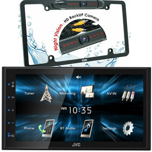 JVC KW-M180BT 2 DIN 6.75" Media Player USB Mirroring For Android Bluetooth + CAM1500 Backup Camera