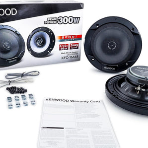 Kenwood KFC-1665S 300W 6.5" 2-Way Sport Series Flush Mount Coaxial Speakers w/ Paper Tweeters