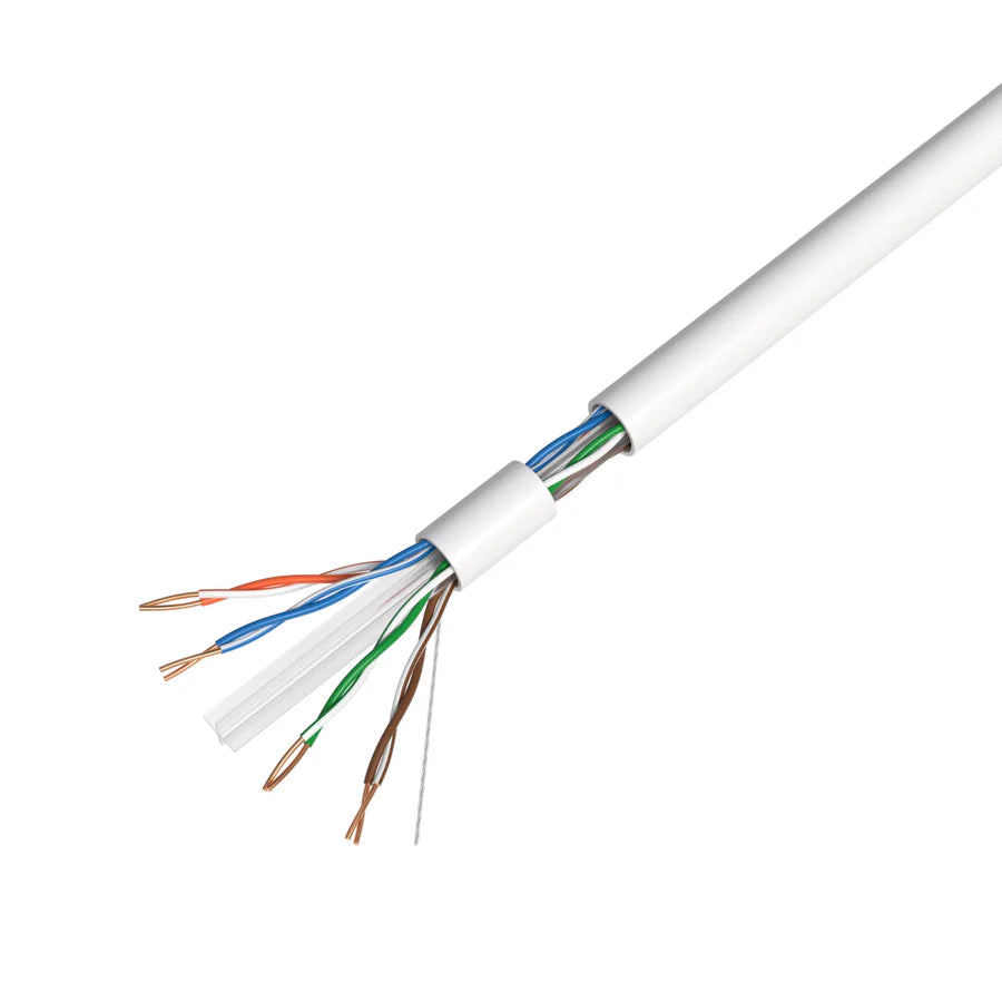 1000' Cat6 Ethernet White Bulk Network Cable 23AWG 600Mhz UL Bare Solid Copper Wire UTP 1000' White