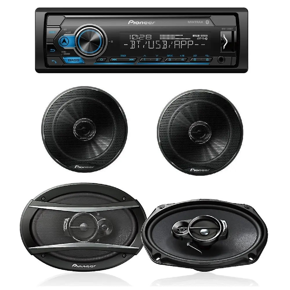 Pioneer MVH-S322BT  1 DIN MP3 Digital Media Player & 6.5" & 6x9"Coaxial Speakers