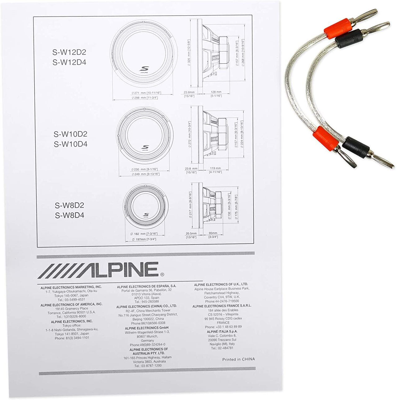 2 ALPINE S-W10D2 10" 1800 Watt Car Audio Subwoofers DVC Dual 2-Ohm Subs