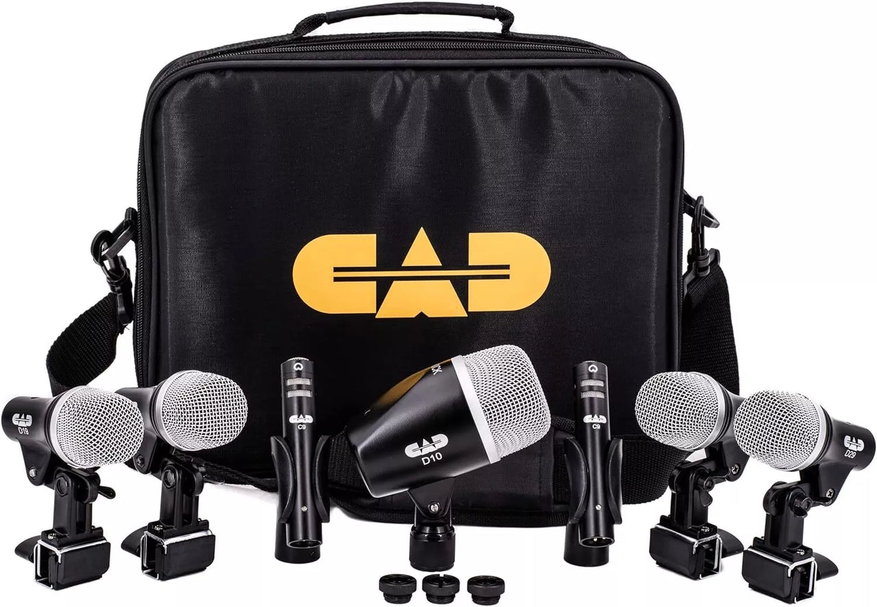 CAD Audio Stage7 7-Piece Drum Instrument Mic Carrying Case + 2 Mic Stands & 2 Kick Stands + 7 XLR Mic Cables